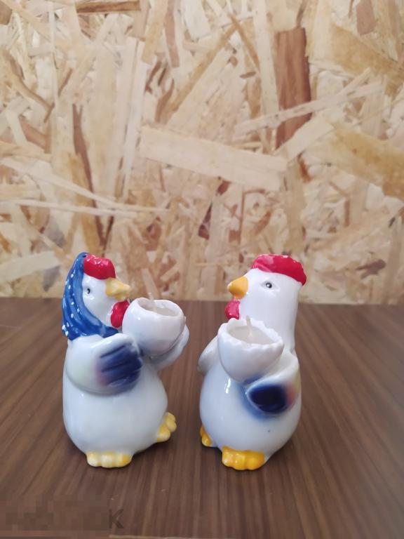 Фарфор петух и курица, подсвечники