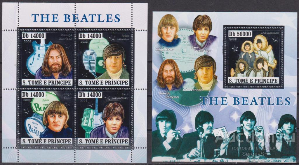 st2995 Сан-Томе и Принсипи 2006г. Битлз, серебряная фольга Певцы, Музыканты MNH