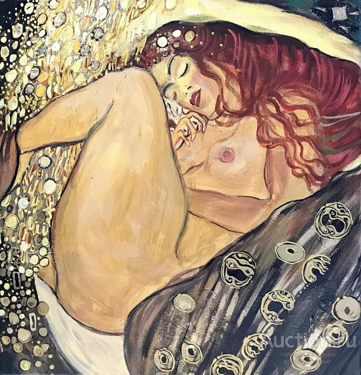 Золотой дождь по Климту, холст  на подрамнике, масло, 30х30 см