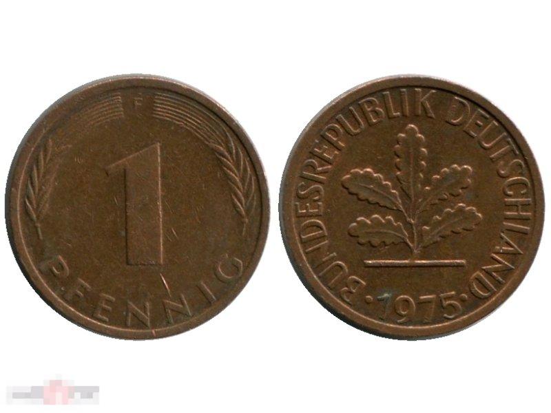 1 пфенниг Германии 1975 г. (F)
