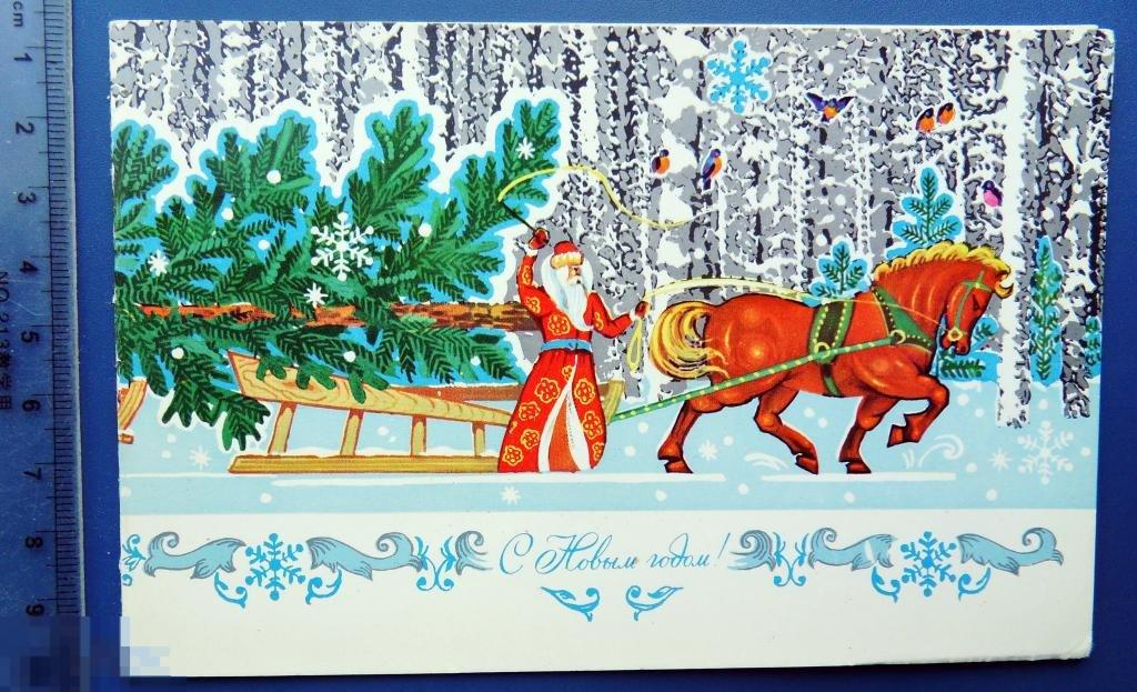 С НОВЫМ ГОДОМ 1975 Е6 чист двойн Дед Мороз СНЕГИРИ