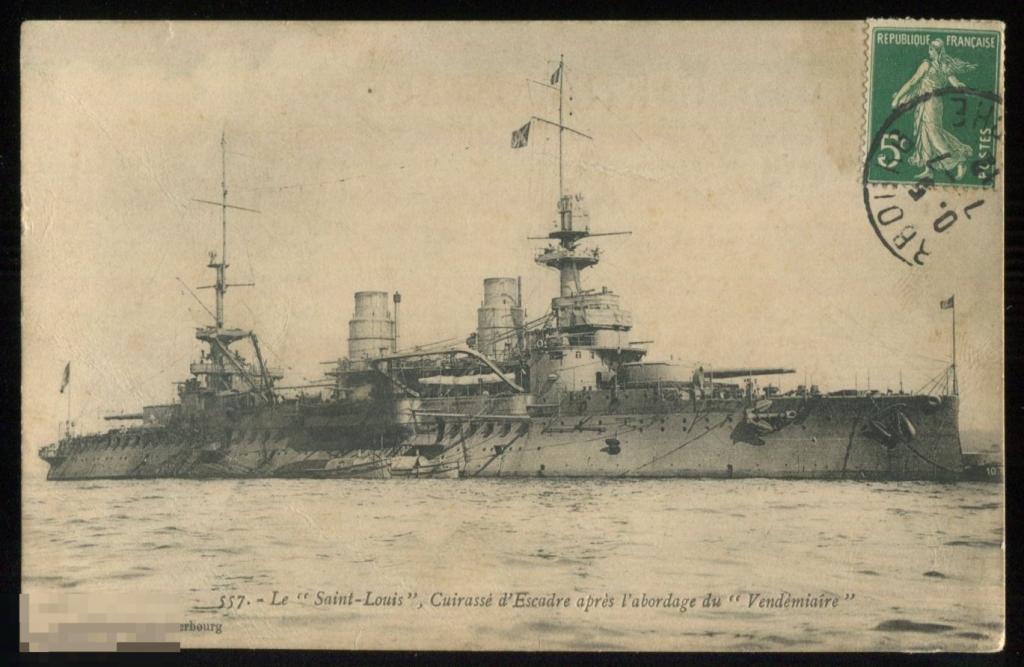 крейсер "Сен-Луи" после тарана подводной лодки Vendémiaire, Франция 1912 г