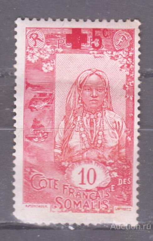 Французский Сомали 1915 Красный Крест местная женщина надпечатка Mi121 MH