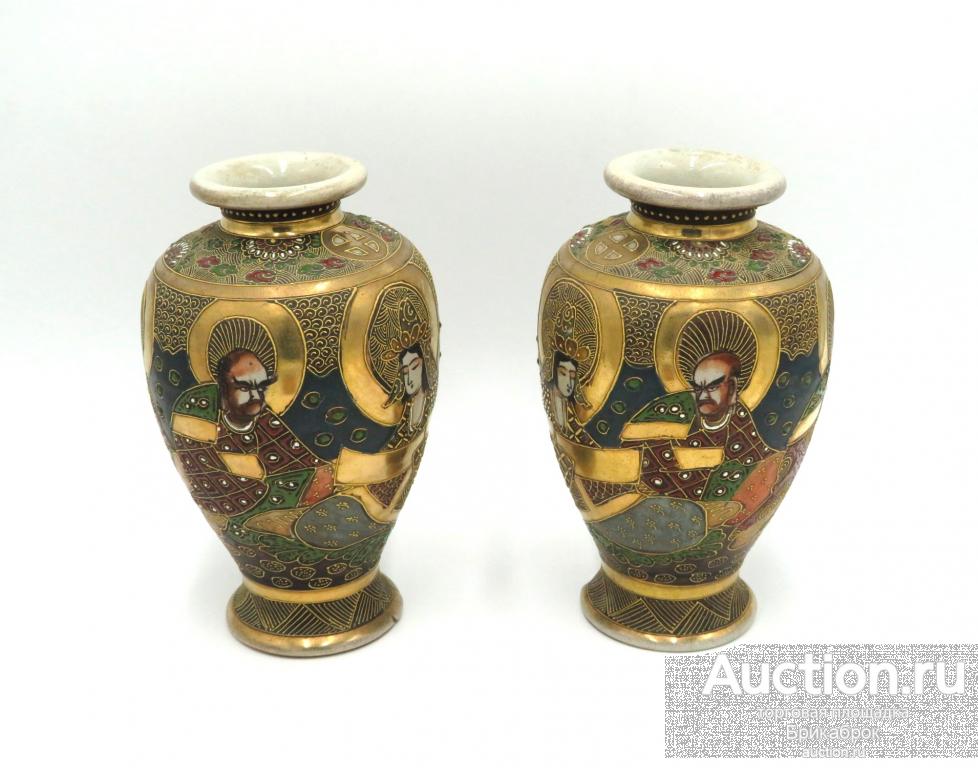 Парные вазы Сацума Мориаж Ручная роспись Винтаж
