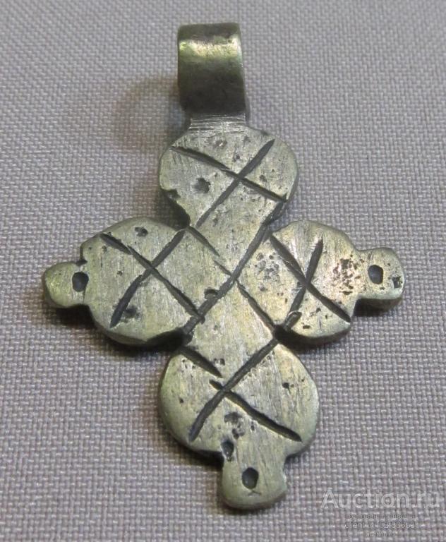 Крест нательный малый редкий 3*4,5 см, медный сплав, Эфиопия.