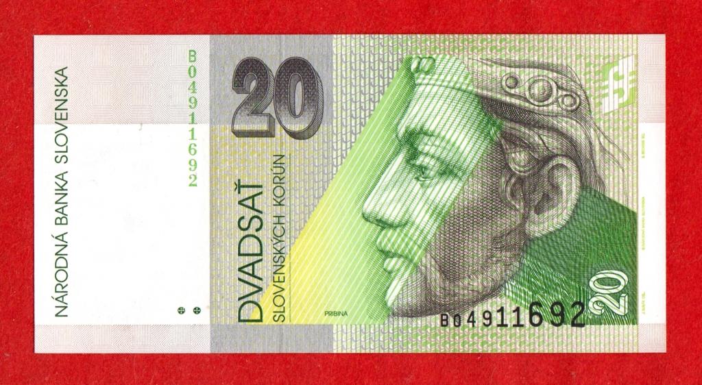 Словакия, 20 крон, 1993, UNC, ПРЕСС, Князь ПРИБИНА, печать в Великобритании, B04911692