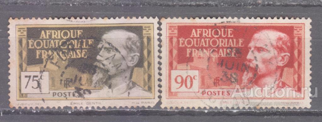 Французская Экваториальная Африка 1937 исследователь Африки Эмиль Жантиль Mi47,49
