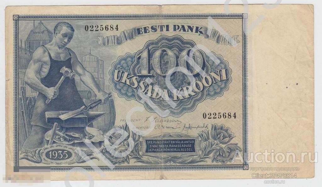 100 крон 1935г. Эстония.