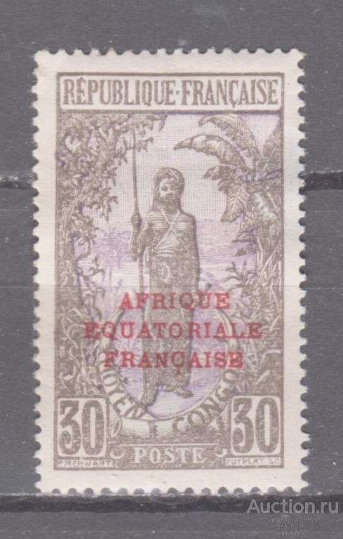 Среднее Конго 1925 аборигенка надпечатка Mi49 MH