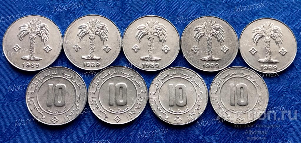 Алжир 10 сантимов 1989г UNC Пальма Флора