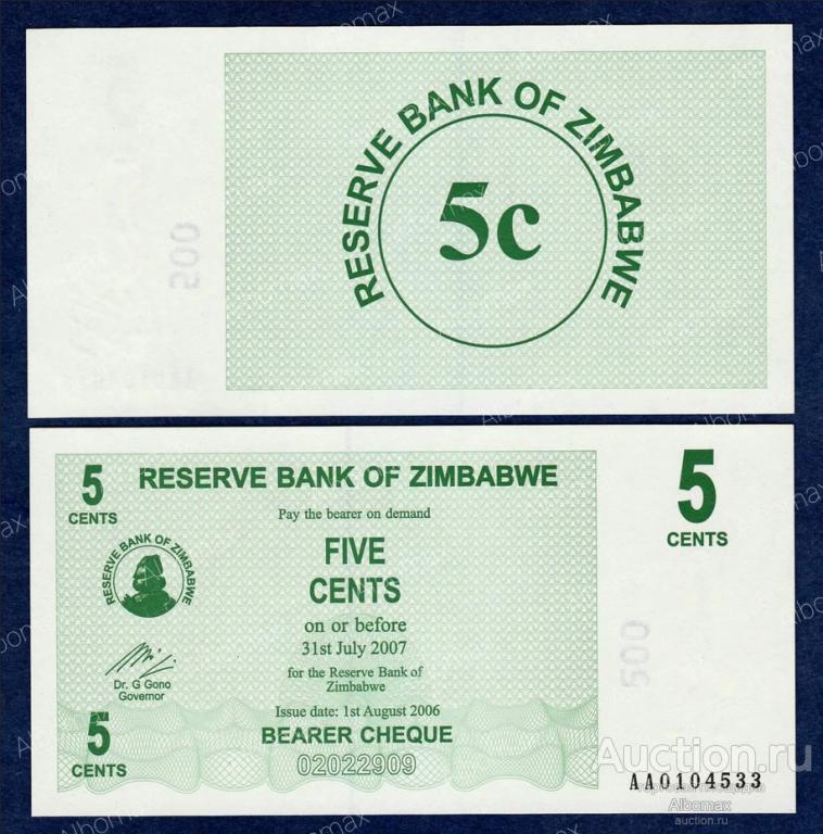 Зимбабве 5 центов 2006 год ПРЕСС (серия АА) UNC