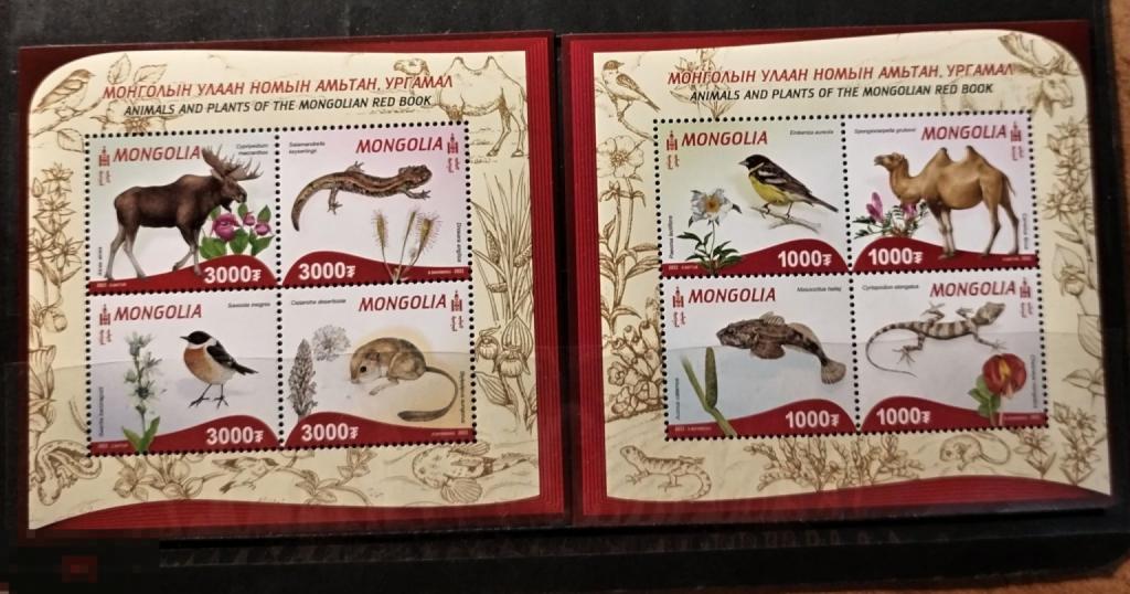 Монголия Красная Книга Монголии 2 блока**   2022г.