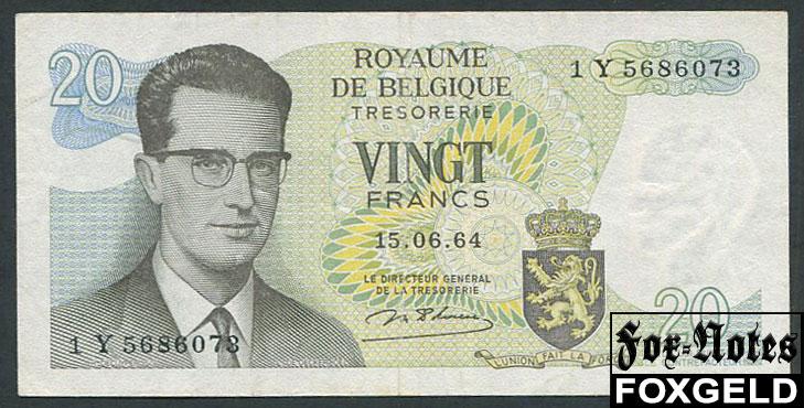 Бельгия 20 франков 1964   Sign. 18 (Marcel d’Haeze) P:138 1Y5686073