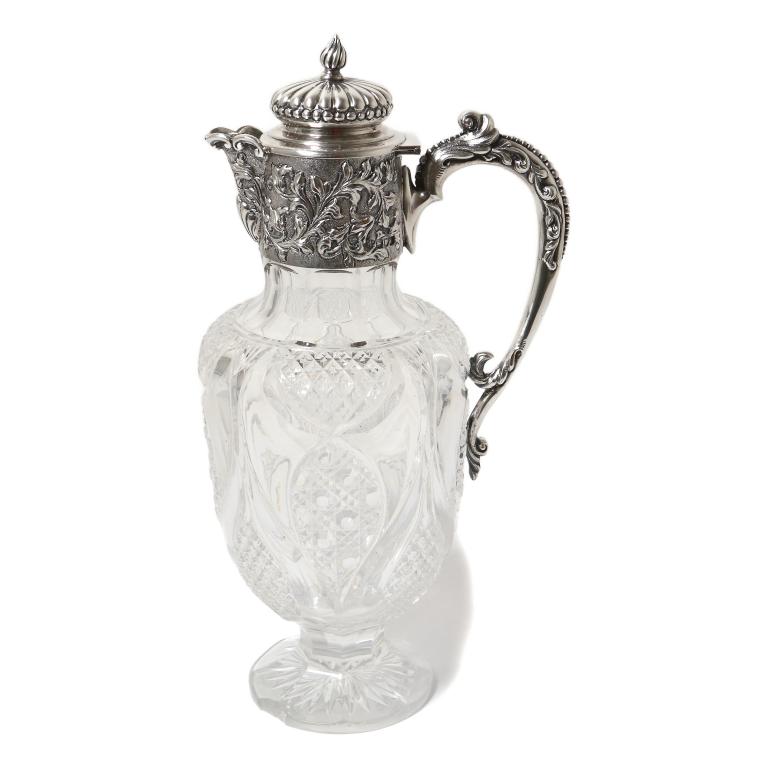 Кувшин. Хрусталь, серебро 925 пробы. Англия, 1900 год.