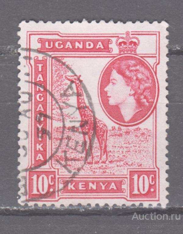 Кения Уганда Танганьика 1954 Елизавета II жираф Mi93 (2)