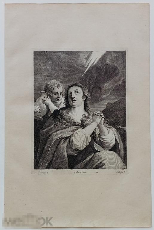 Гравюра 17 век Мария Магдалина Ренессанс Офорт Theatrum Pictorium 29