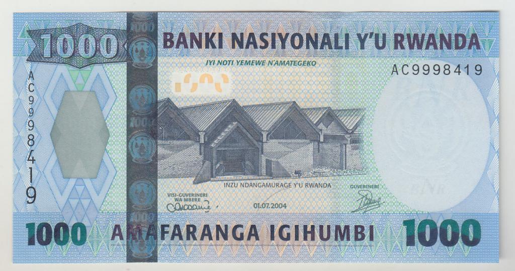 Руанда 1000 франков 2004 UNC