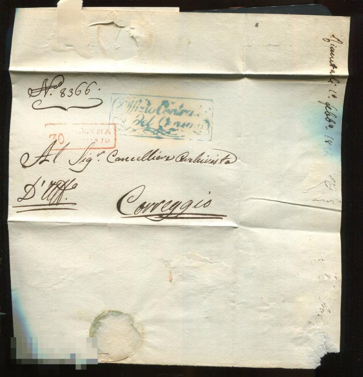 домарочный служебный  конверт 1824 г  , Модена - Корреджио    Италия