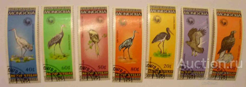 24.38 МАРКИ  МОНГОЛИЯ  ПТИЦЫ   7  ШТ  1985 Г