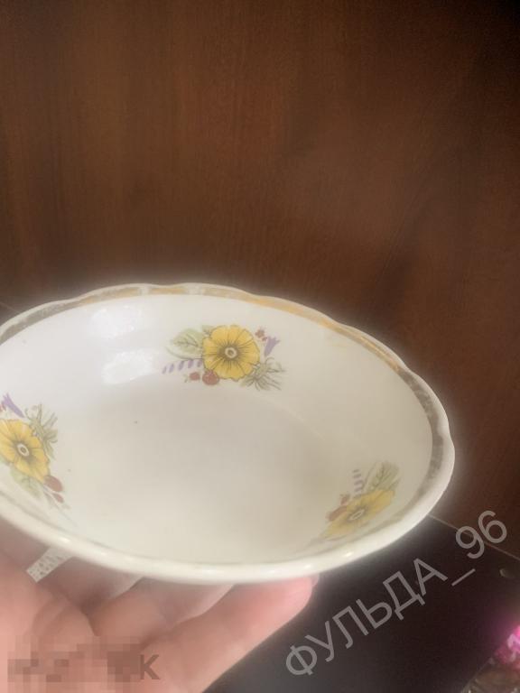 Тарелка глубокая детская желтые цветы СССР 16 см