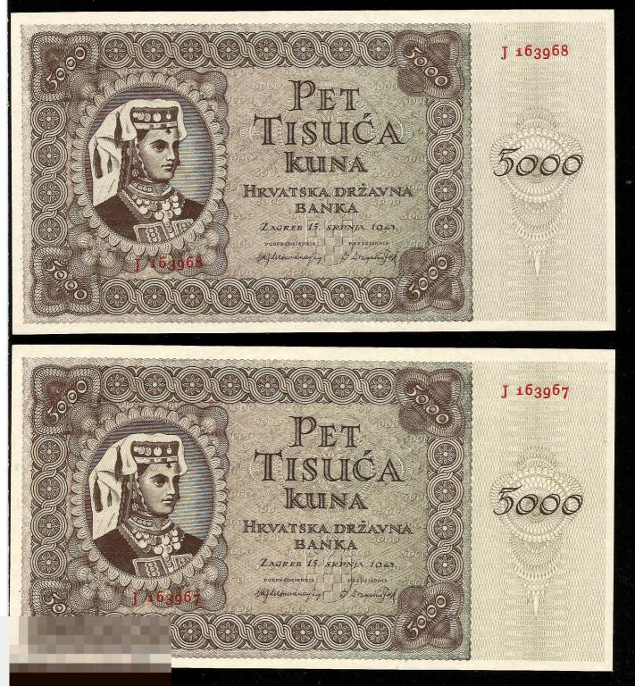✦ ▱ ✦ Хорватия 5000 кун 1943 ! UNC ! #54