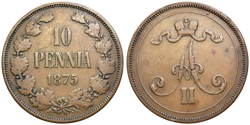 10 ПЕННИ 1875 года. Биткин № 655 (R1)!!!
