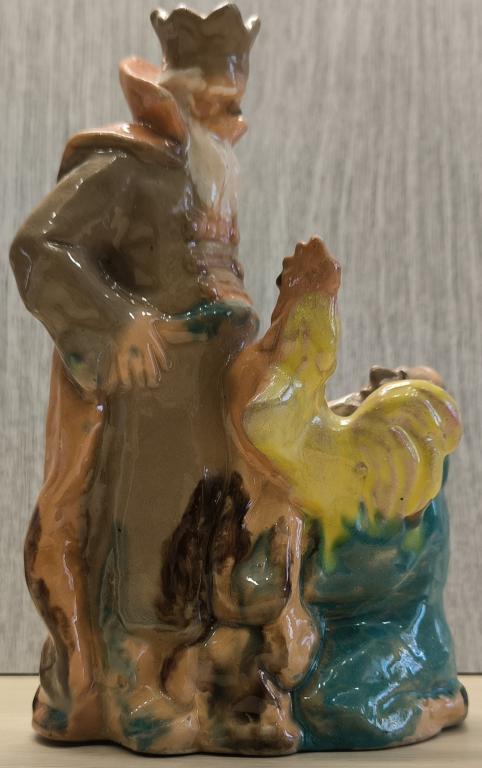 Царь Дадон и Золотой Петушок. Майолика. Керамика. "Старая" Гжель. Кракелюр. СССР. Оригинал