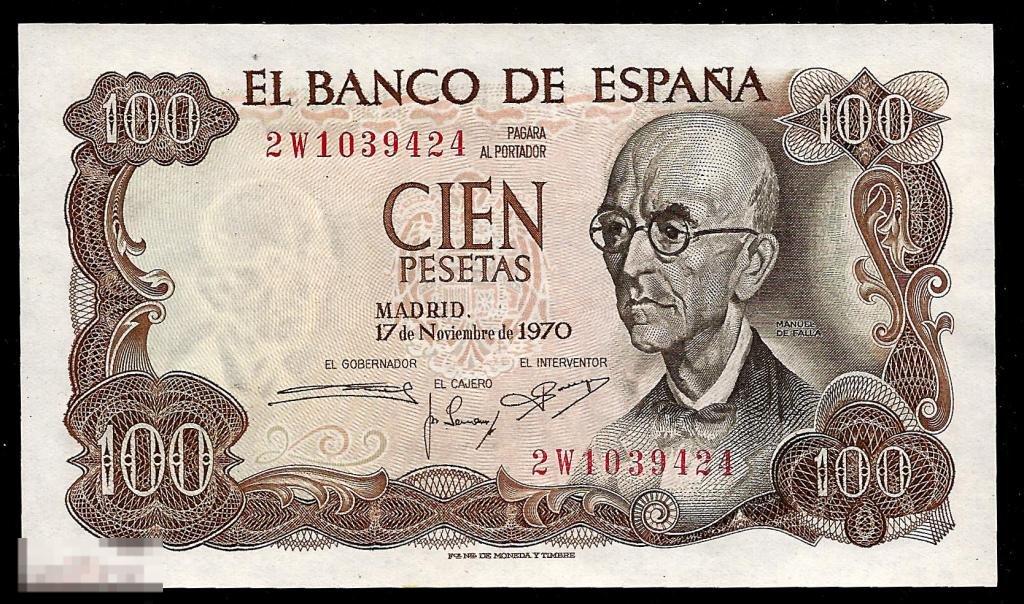 * Испания 100 Песет 1970 ! UNC !
