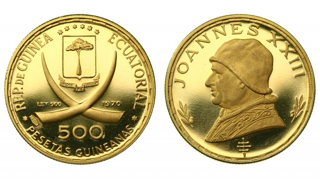 Экваториальная Гвинея. 500 песет 1970 года. Proof. 291396