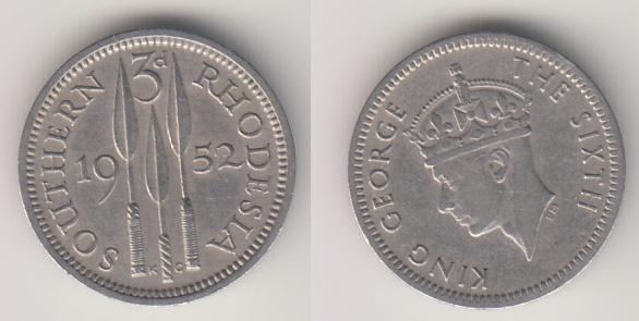 Южная Родезия 3 пенса 1952 М