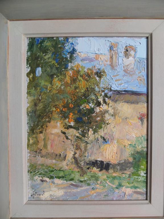 картина  Посадил Дерево у дома, оргалит, масло, НХ