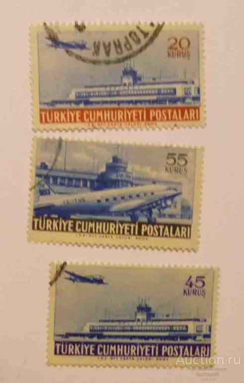 24.39 МАРКИ ТУРЦИЯ   Марки авиапочты 3 ШТ 1954  Г