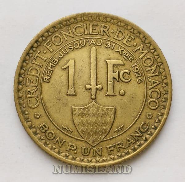Монако 1 франк 1924 Лучник