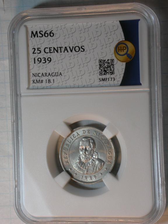Никарагуа 25 Сентаво 1939 KM 18.1 ННР MS - 66