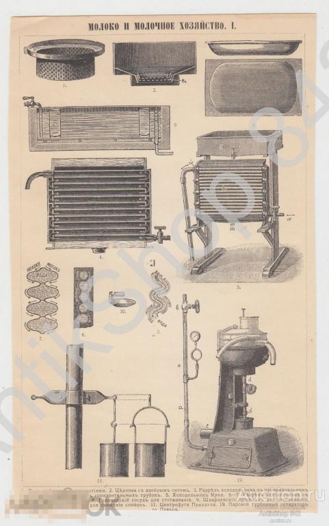 Дореволюционная литография. Молоко и молочное хозяйство.