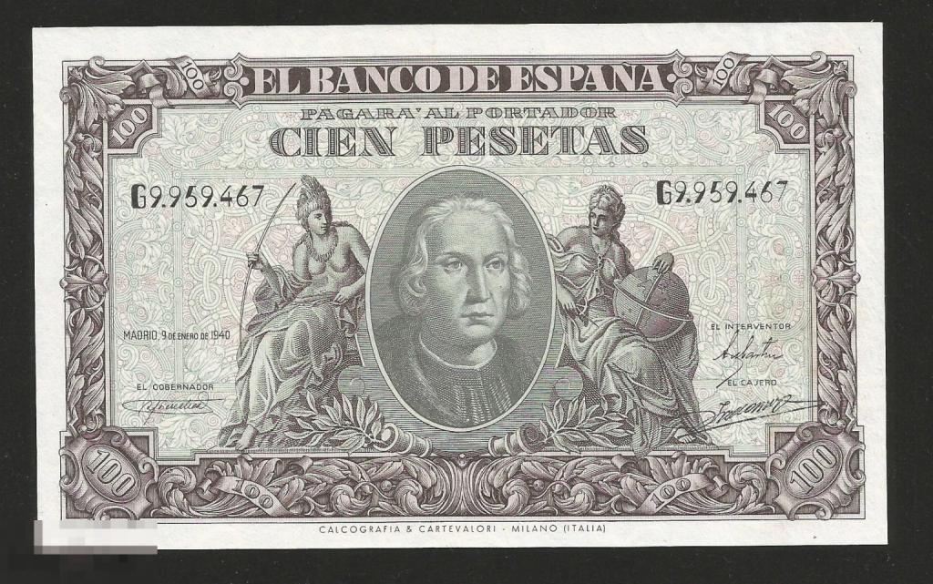 ✦ ▱ ✦ Испания 100 Песет 1940 ! Колумб ! UNC ! #42