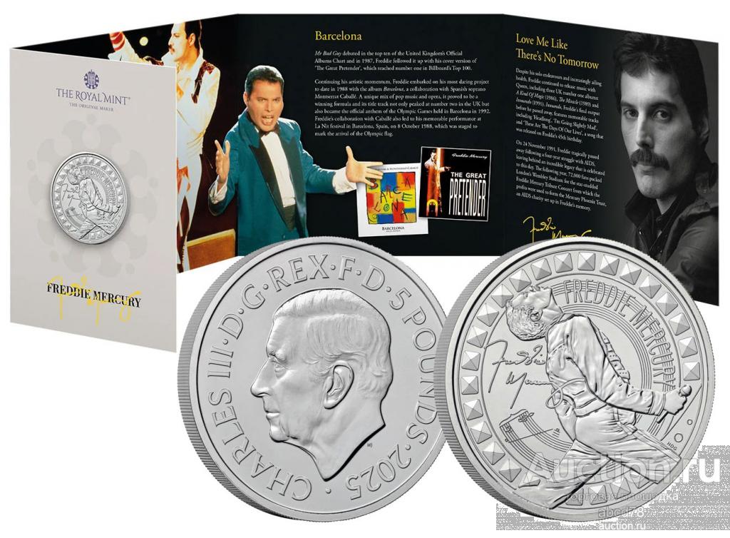 5 фунтов 2025 г. - серия Легенды музыки Фредди Меркьюри Великобритания