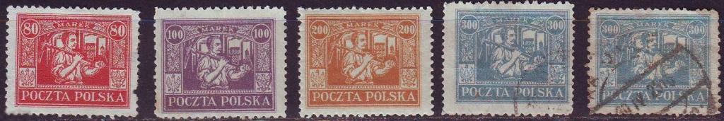 Польша Ostliches Oberschlesien 1923г. Mi№17-20 Восточная Верхняя Силезия  с разновидностями