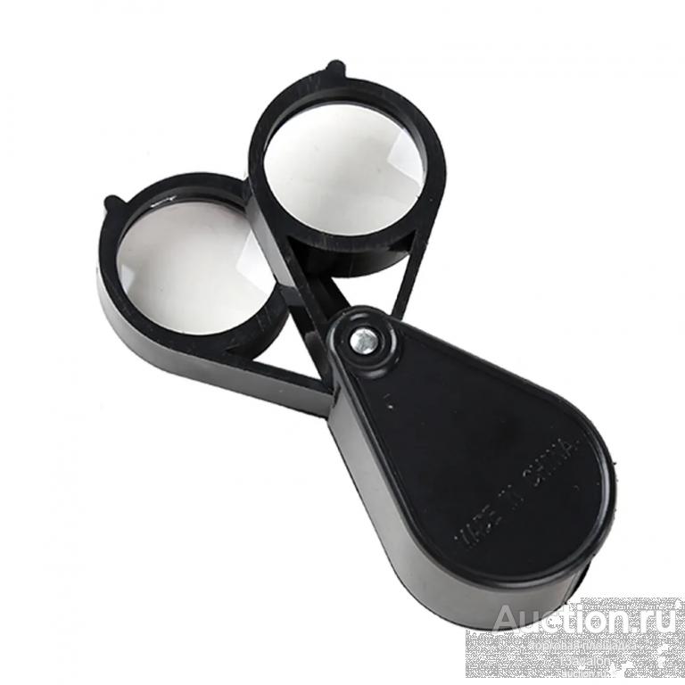 Лупа двойная карманная складная, увеличение 10 х крат, диаметр линз 36мм. Увеличительное стекло