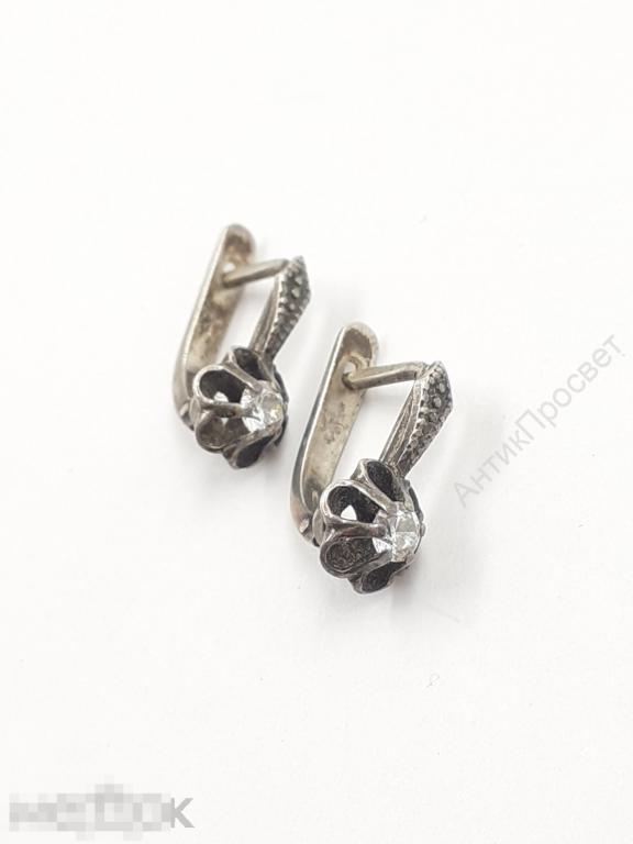 Серьги, классика. Серебро, 875 проба со звездой.   (11718)