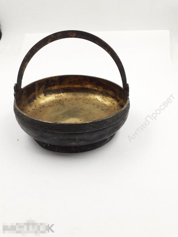 Сахарница с ручкой. Серебро, 875 проба.   (12161)