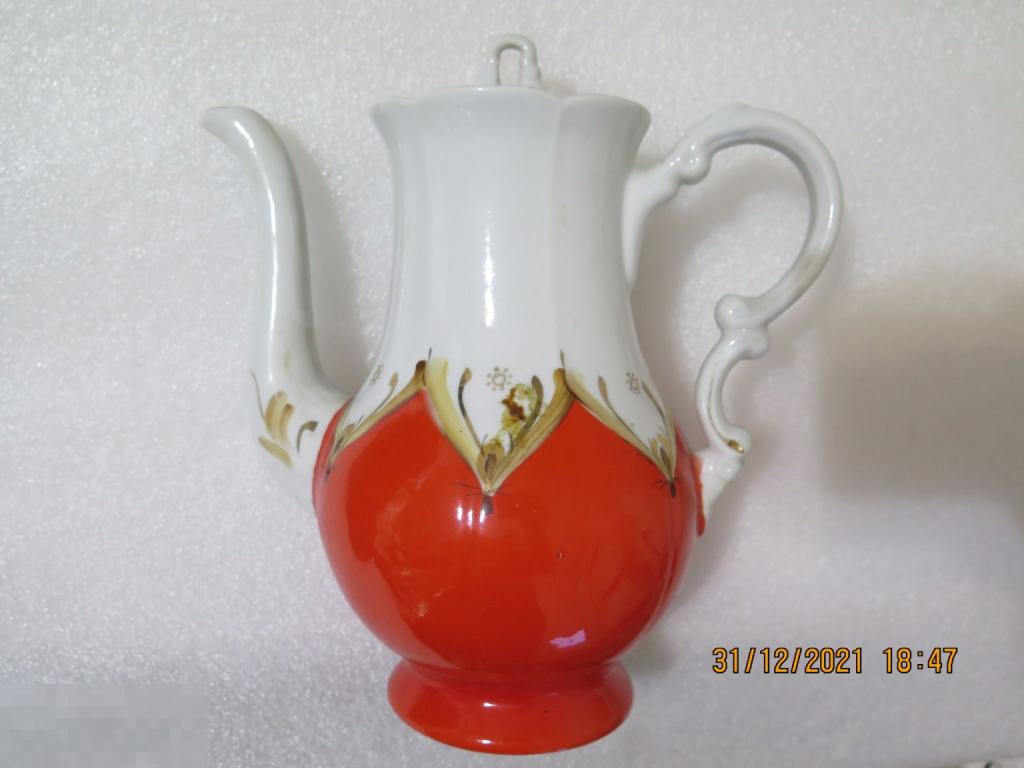 Кофейник из сервиза БУТОН Барановка 1970-е Редкая роспись! фарфор СССР