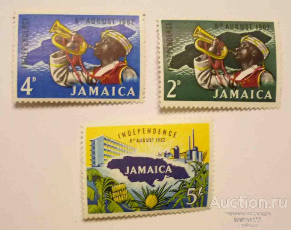 24.40    МАРКИ ЯМАЙКА  Независимость Ямайки   3  шт  1962  г