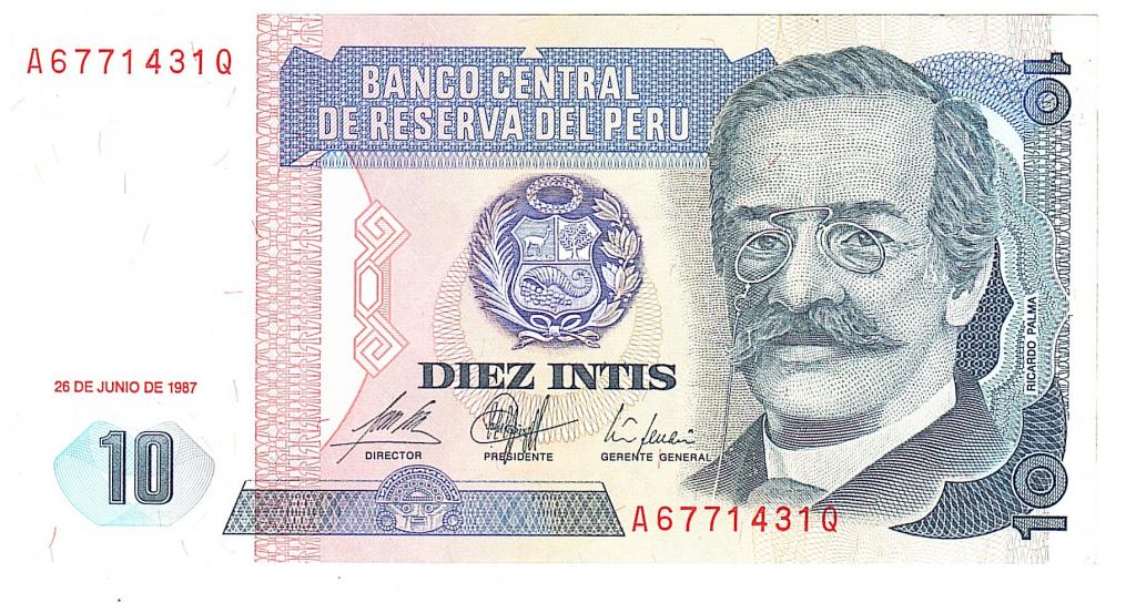 Перу 10 инти 1987 aUNC