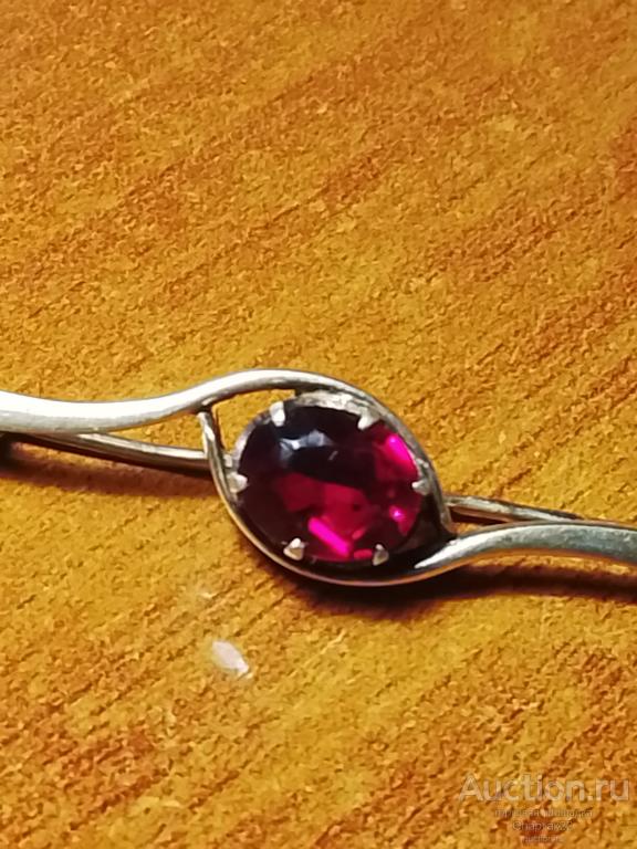 Брошка серебро 875 проба РС Рубин