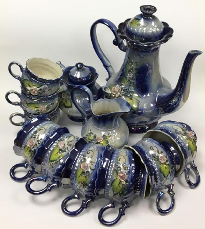 Чайно-кофейный сервиз, керамика, некомплект, 12 предметов (сост. на фото)