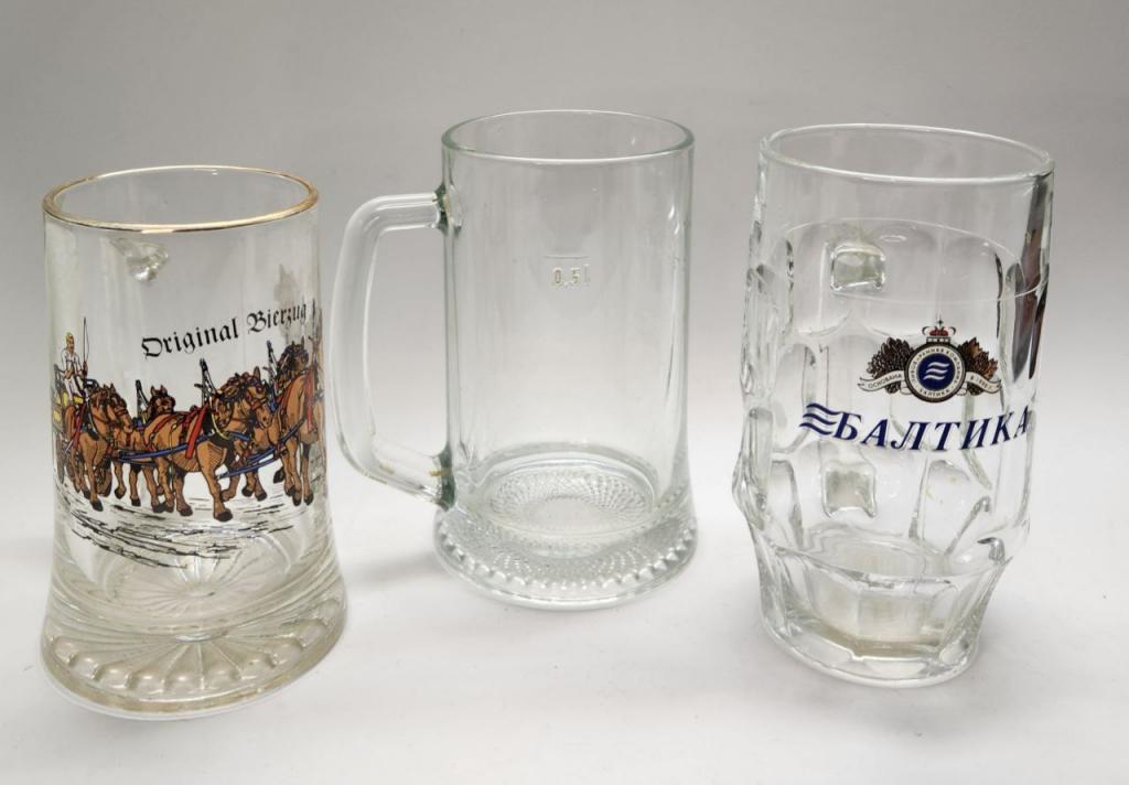 Пивные кружки 3 шт Балтика Original bierzag и без рисунка