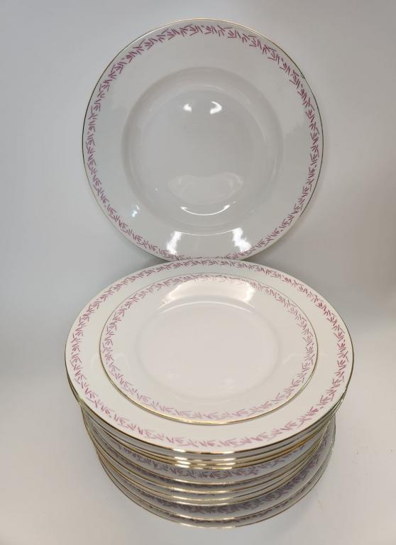 Тарелки 12 шт ГДР суповые обеденные десертная с розовым узором