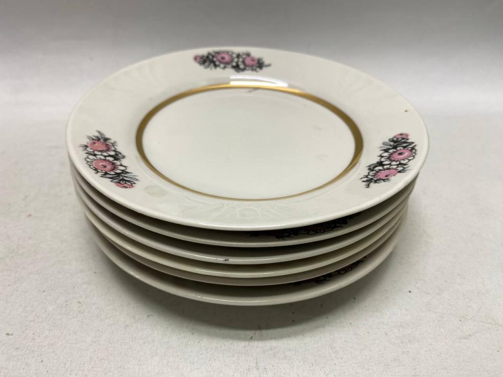 Тарелки десертные Рига СССР 6 шт розовые цветы