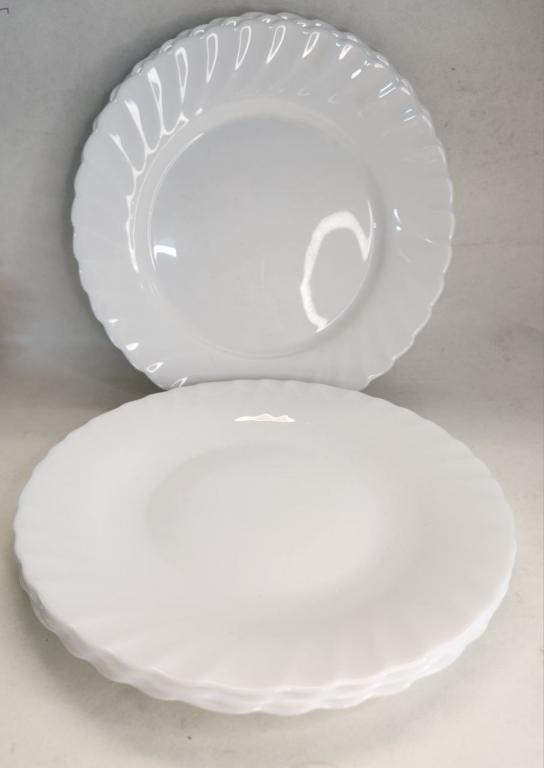 Тарелки 6 шт стеклокерамика белые рифленый край диаметр 25 и 27 см
